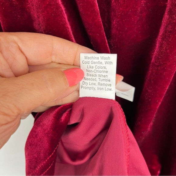 Rich Red Velvet Lace Trim Babydoll Empire Camisole Tank Top XL Coquette Holiday - Picture 8 of 9